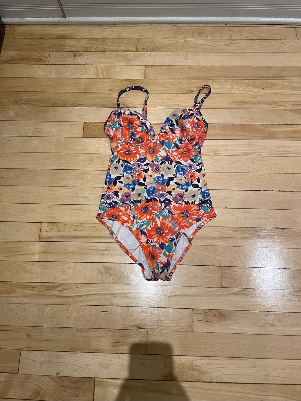 SHAN Floral One-Piece Swimsuit in Orange, Blue and Cream